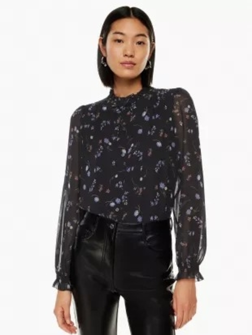 NWOT Aritzia Wilfred Alexis Blouse - Spring Medley Black Size M
